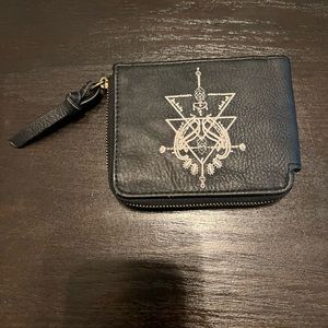 Faux leather wallet with geometric design